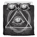 Black And White Eye of Providence Print Duvet Cover Bedding Set