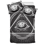 Black And White Eye of Providence Print Duvet Cover Bedding Set