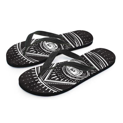 Black And White Eye of Providence Print Flip Flops