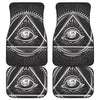 Black And White Eye of Providence Print Front and Back Car Floor Mats