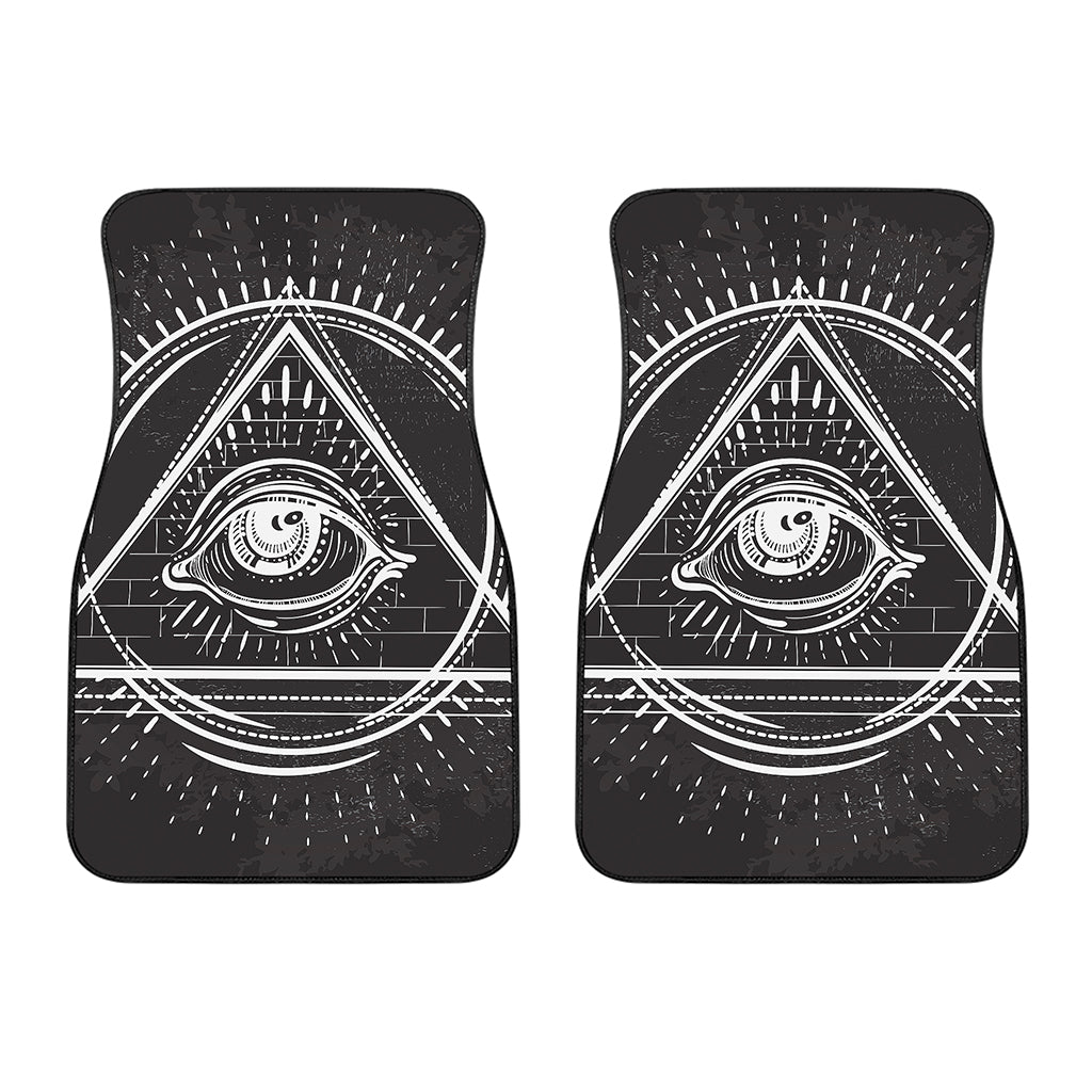 Black And White Eye of Providence Print Front Car Floor Mats