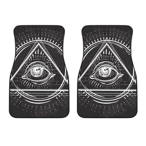 Black And White Eye of Providence Print Front Car Floor Mats