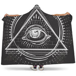 Black And White Eye of Providence Print Hooded Blanket