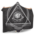 Black And White Eye of Providence Print Hooded Blanket
