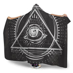 Black And White Eye of Providence Print Hooded Blanket