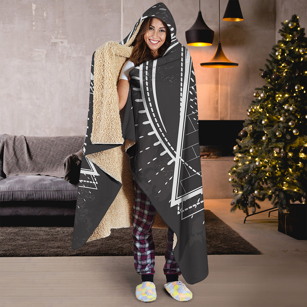 Black And White Eye of Providence Print Hooded Blanket