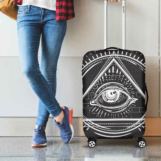 Black And White Eye of Providence Print Luggage Cover