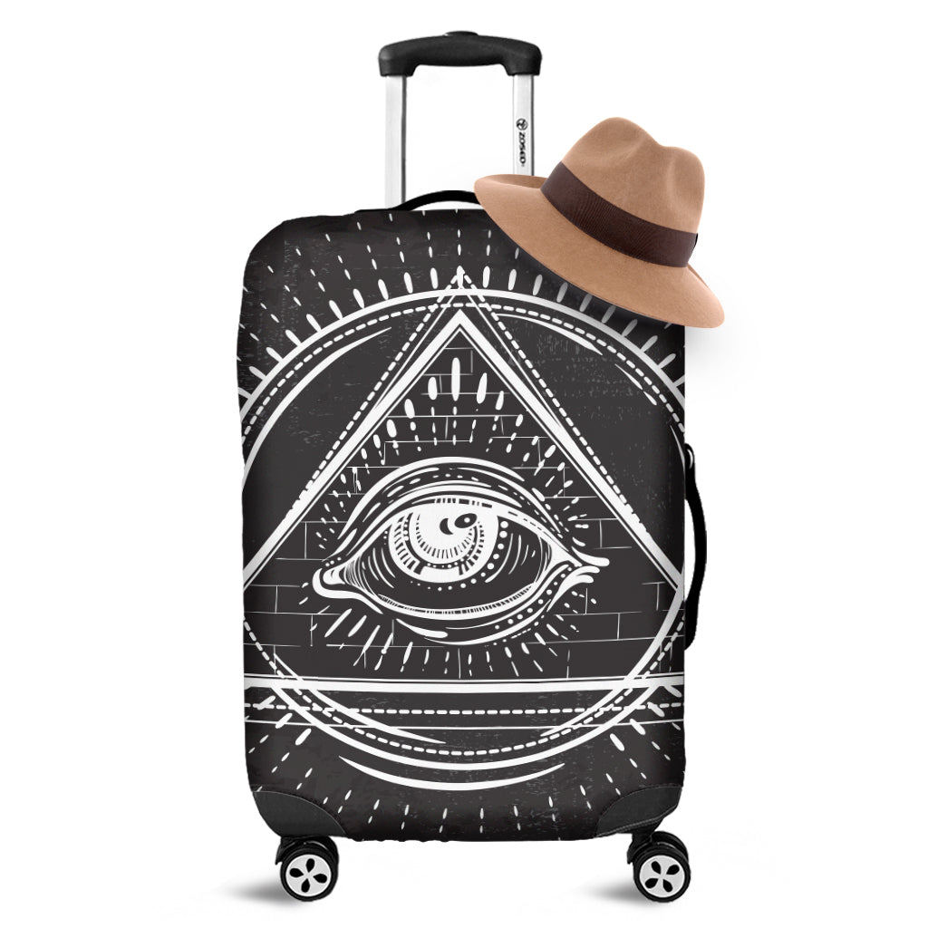 Black And White Eye of Providence Print Luggage Cover