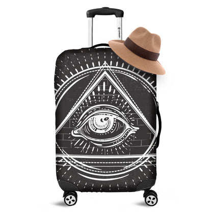Black And White Eye of Providence Print Luggage Cover
