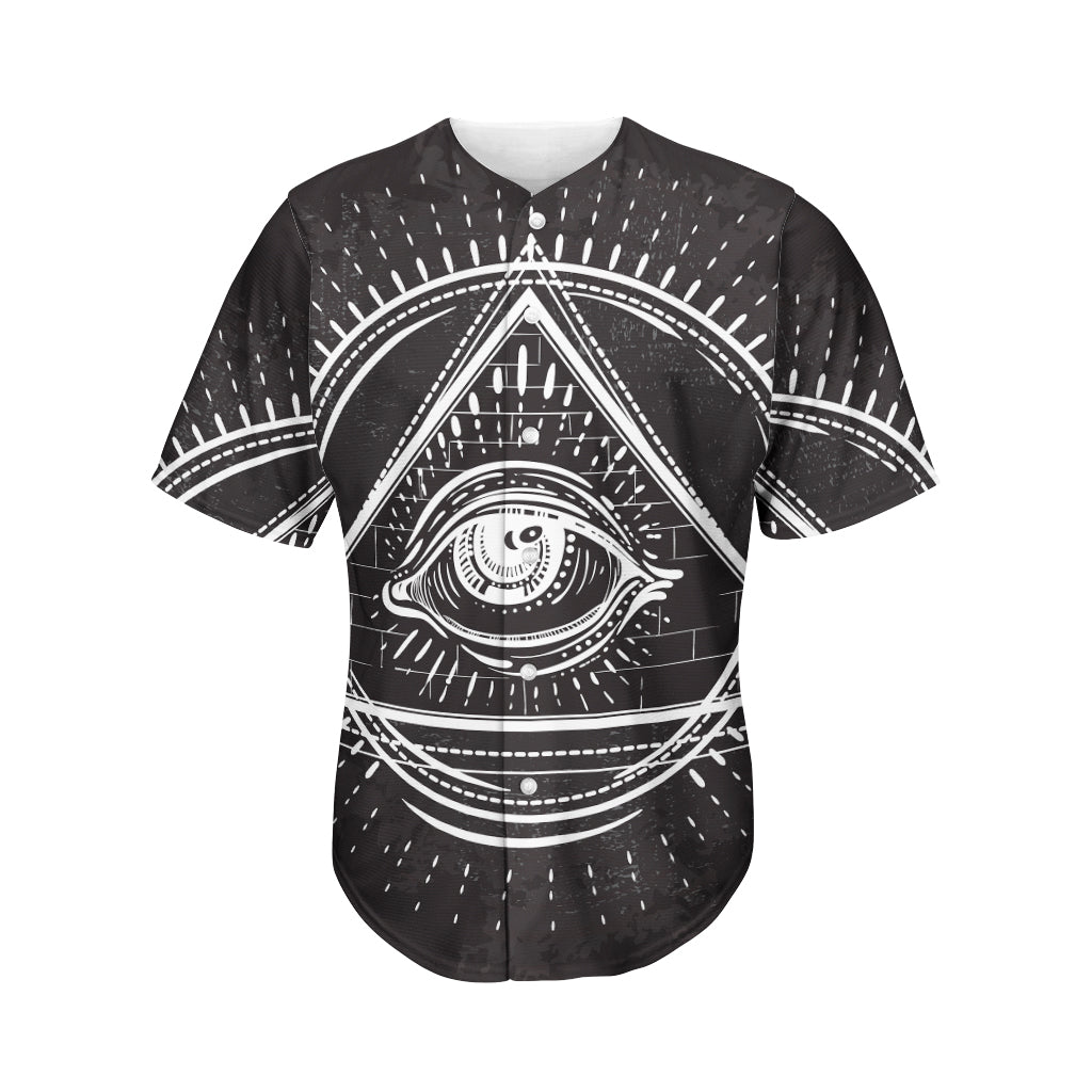 Black And White Eye of Providence Print Men's Baseball Jersey