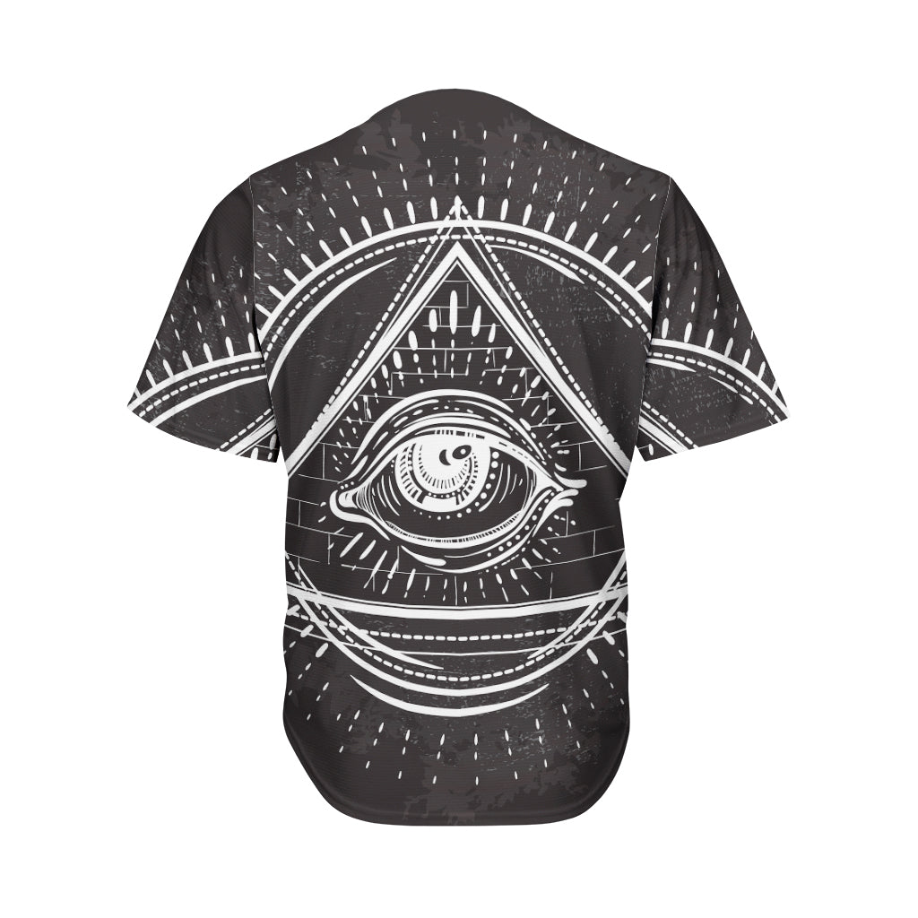 Black And White Eye of Providence Print Men's Baseball Jersey