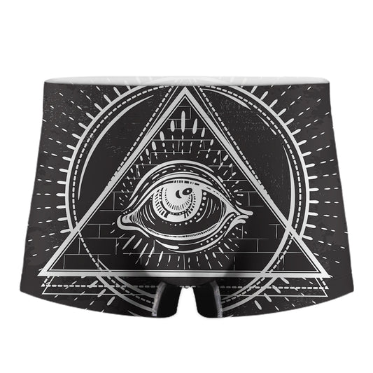 Black And White Eye of Providence Print Men's Boxer Briefs