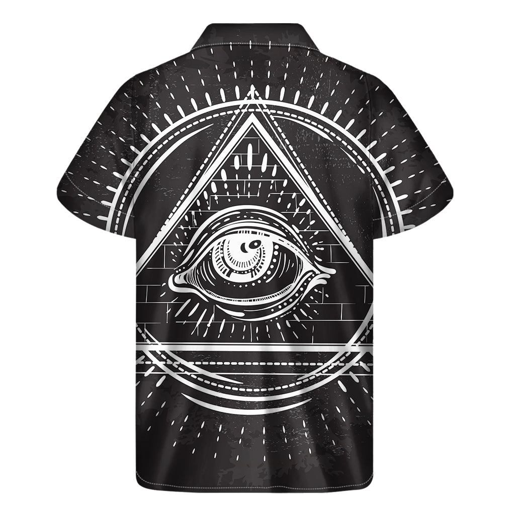 Black And White Eye of Providence Print Men's Short Sleeve Shirt