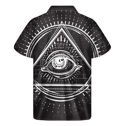 Black And White Eye of Providence Print Men's Short Sleeve Shirt