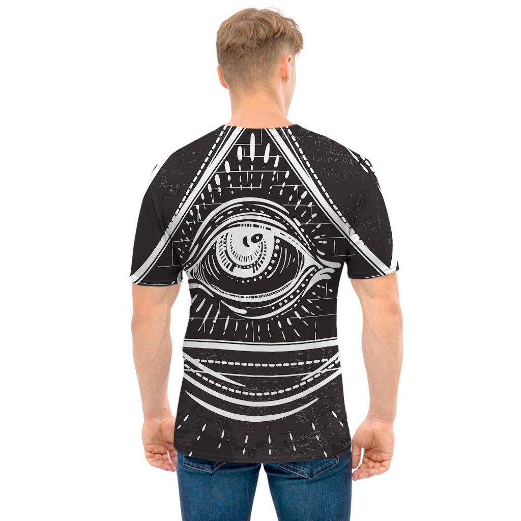 Black And White Eye of Providence Print Men's T-Shirt