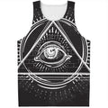 Black And White Eye of Providence Print Men's Tank Top