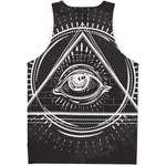 Black And White Eye of Providence Print Men's Tank Top