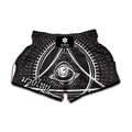 Black And White Eye of Providence Print Muay Thai Boxing Shorts
