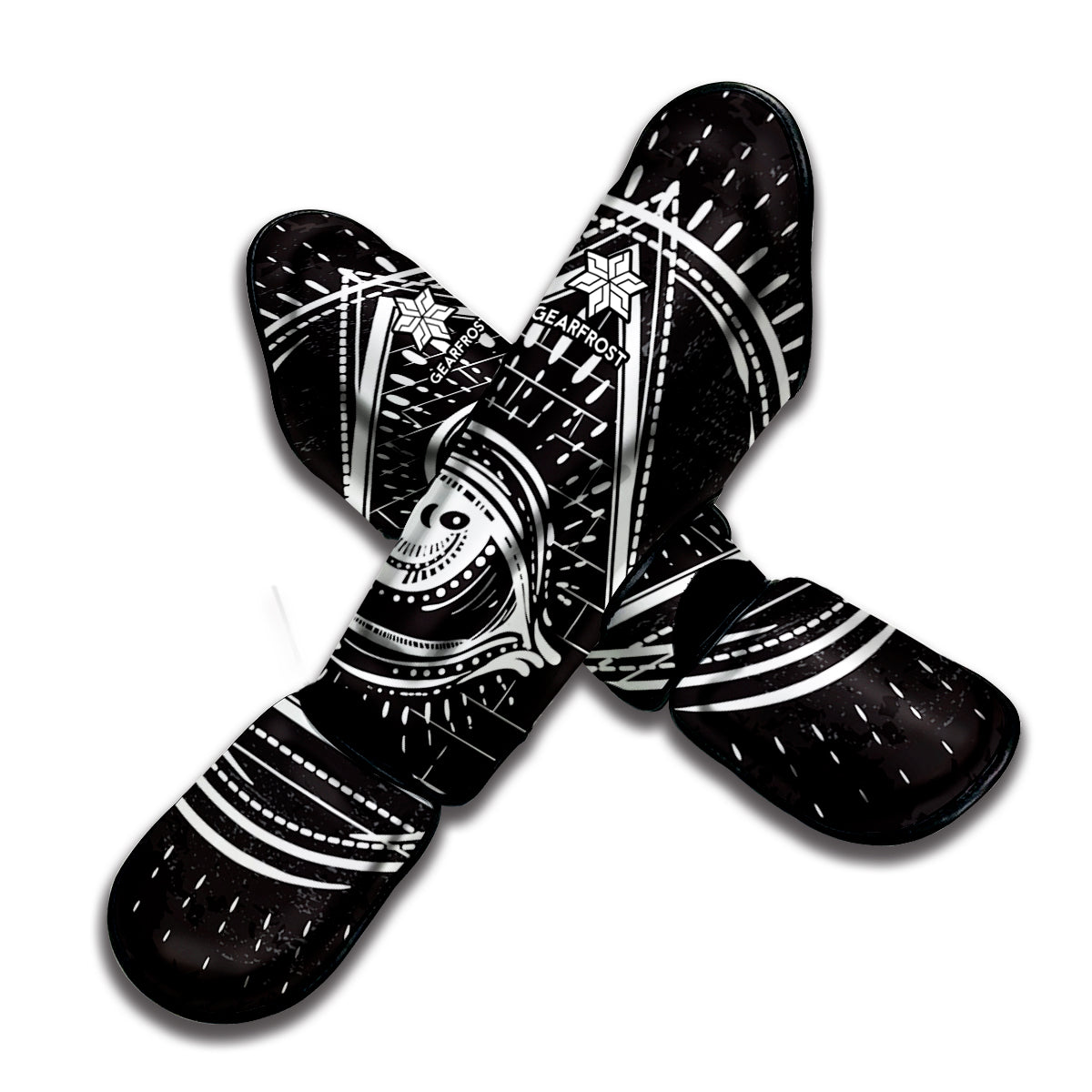 Black And White Eye of Providence Print Muay Thai Shin Guard