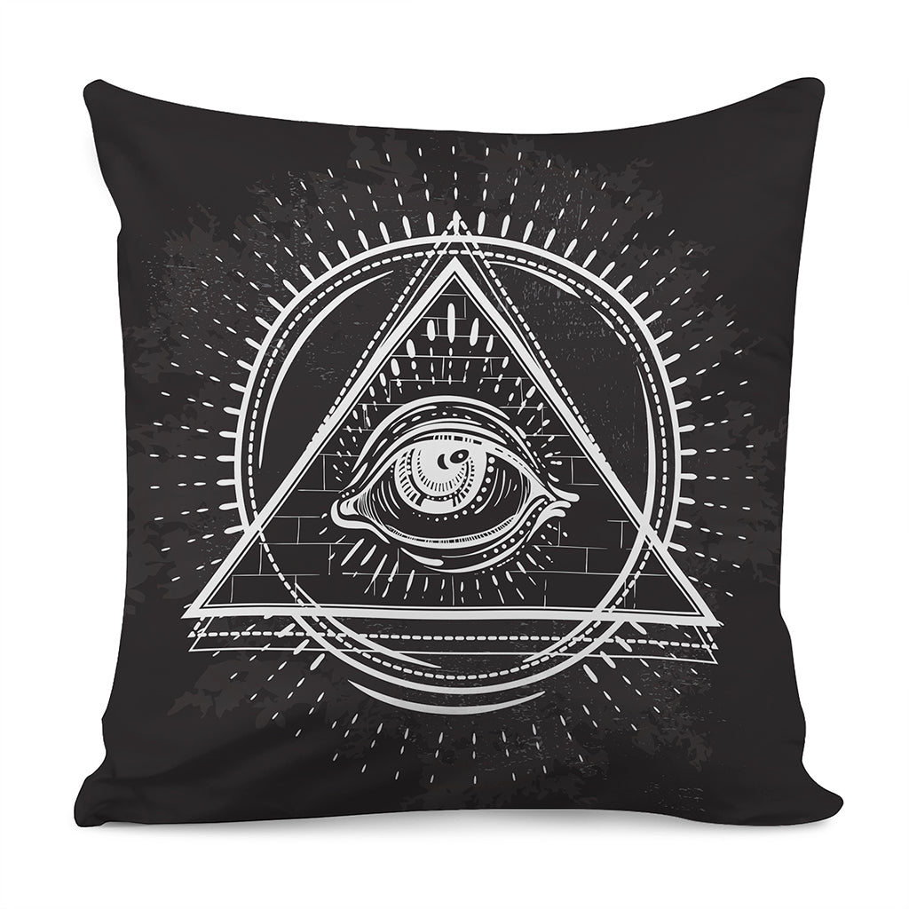 Black And White Eye of Providence Print Pillow Cover