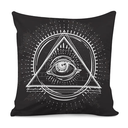 Black And White Eye of Providence Print Pillow Cover