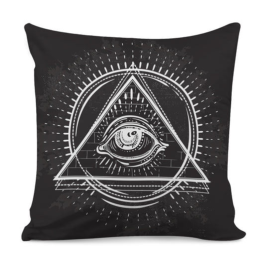 Black And White Eye of Providence Print Pillow Cover