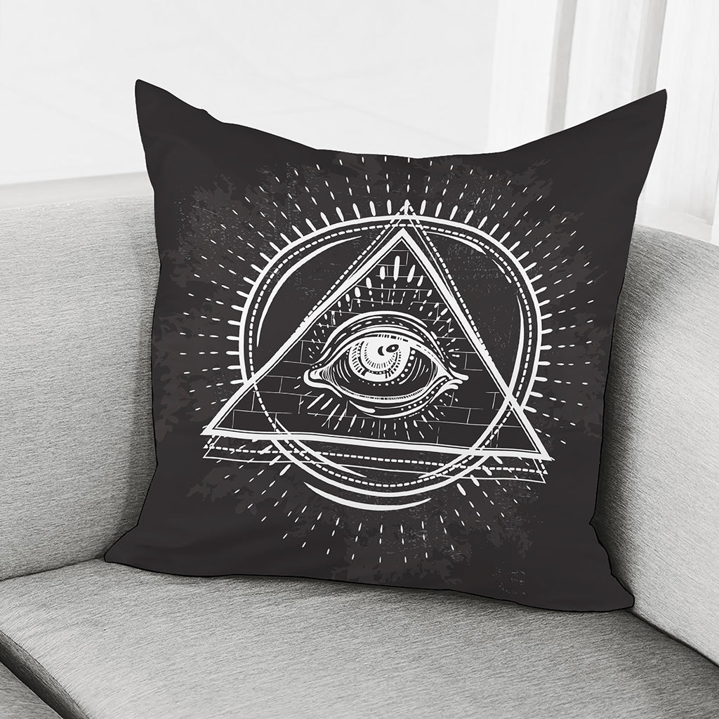Black And White Eye of Providence Print Pillow Cover
