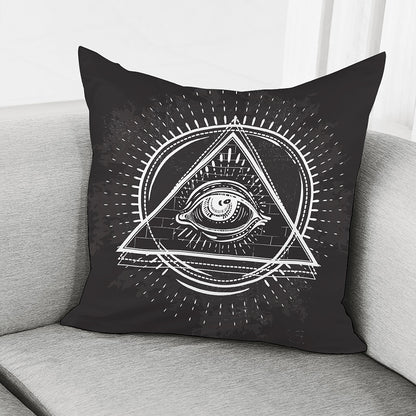 Black And White Eye of Providence Print Pillow Cover