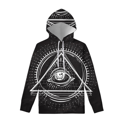 Black And White Eye of Providence Print Pullover Hoodie