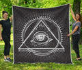Black And White Eye of Providence Print Quilt