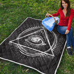 Black And White Eye of Providence Print Quilt