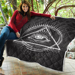Black And White Eye of Providence Print Quilt