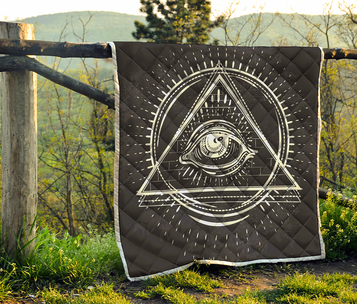 Black And White Eye of Providence Print Quilt
