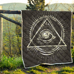 Black And White Eye of Providence Print Quilt