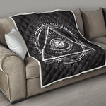 Black And White Eye of Providence Print Quilt