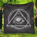 Black And White Eye of Providence Print Quilt
