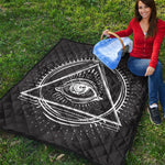 Black And White Eye of Providence Print Quilt