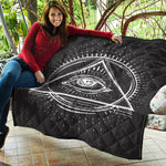 Black And White Eye of Providence Print Quilt