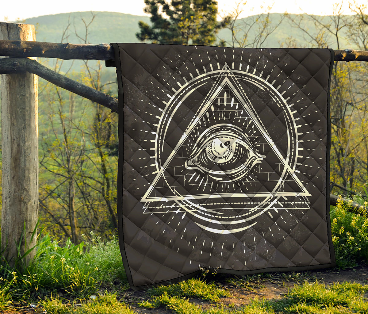 Black And White Eye of Providence Print Quilt