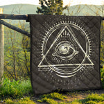 Black And White Eye of Providence Print Quilt