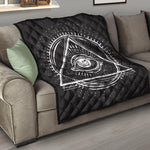 Black And White Eye of Providence Print Quilt