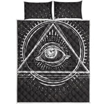 Black And White Eye of Providence Print Quilt Bed Set