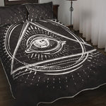 Black And White Eye of Providence Print Quilt Bed Set