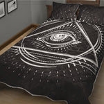 Black And White Eye of Providence Print Quilt Bed Set