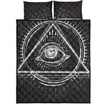 Black And White Eye of Providence Print Quilt Bed Set