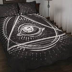 Black And White Eye of Providence Print Quilt Bed Set
