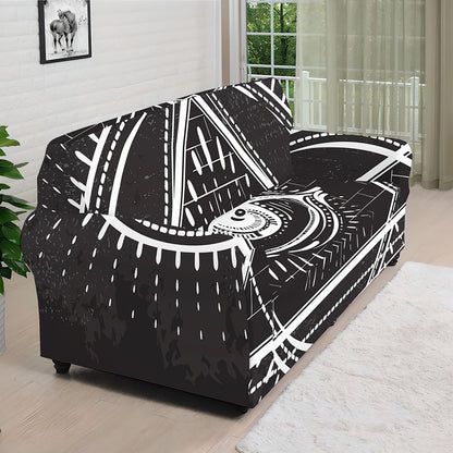 Black And White Eye of Providence Print Sofa Cover