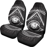 Black And White Eye of Providence Print Universal Fit Car Seat Covers