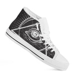 Black And White Eye of Providence Print White High Top Shoes