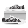 Black And White Eye of Providence Print White Low Top Sneakers